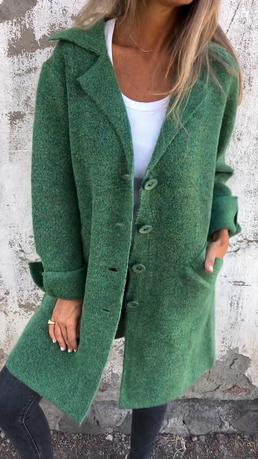 Laura | Casual Long Coat with Cuffs