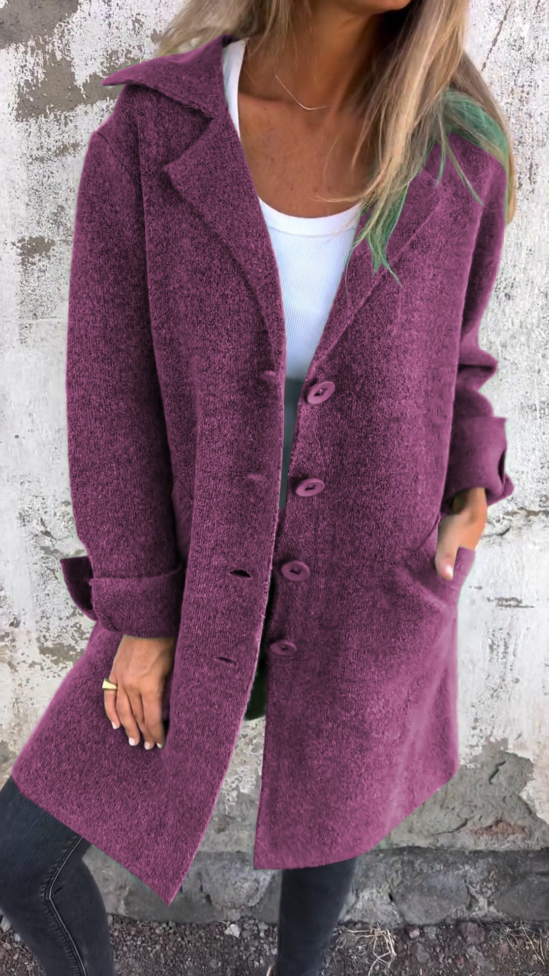 Laura | Casual Long Coat with Cuffs