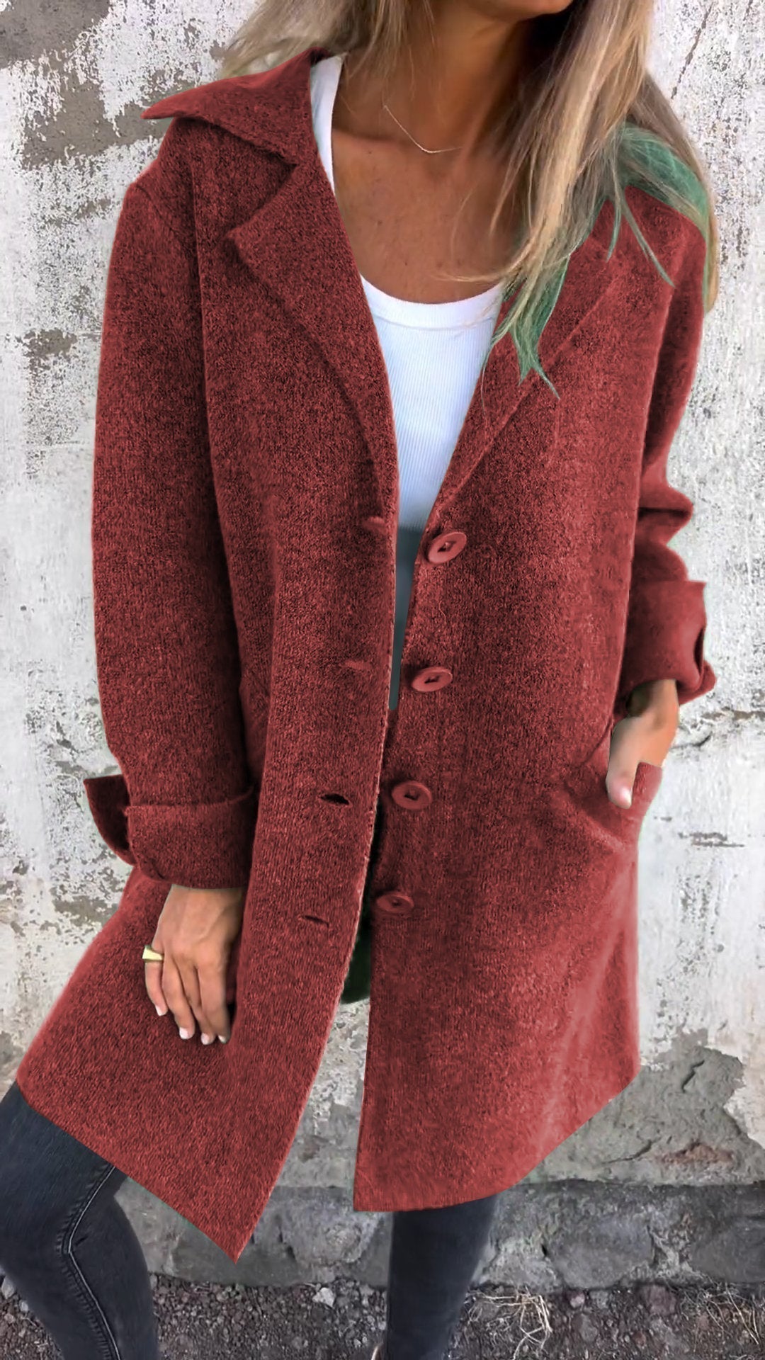 Laura | Casual Long Coat with Cuffs