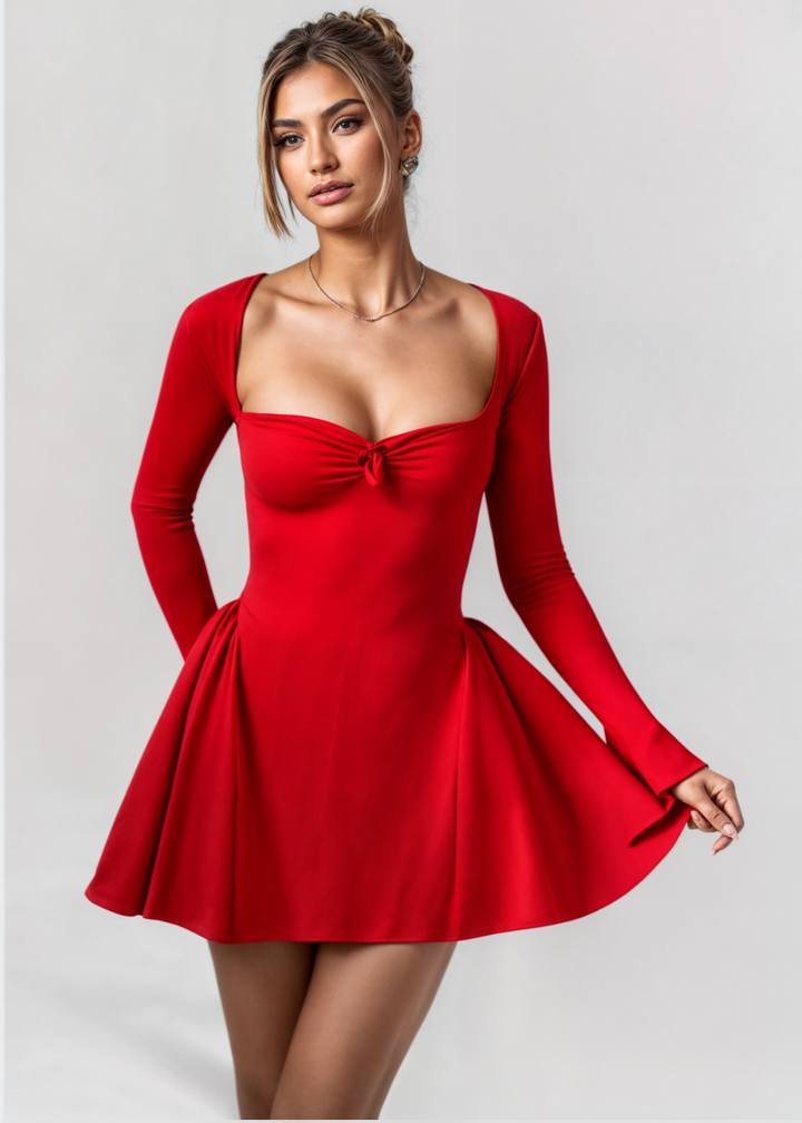 Clara | Pleated Mini Dress with Bow