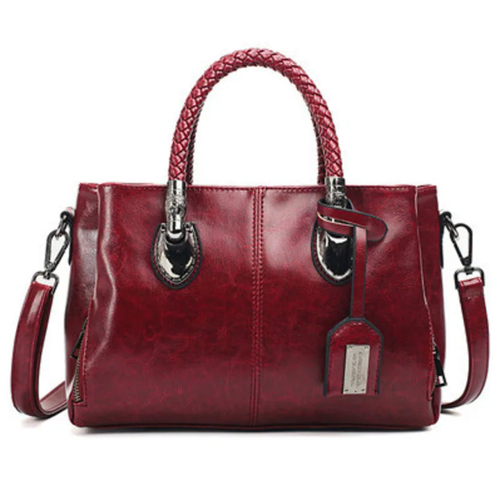 Preya | Elegant Leather Handbag with Braided Handle