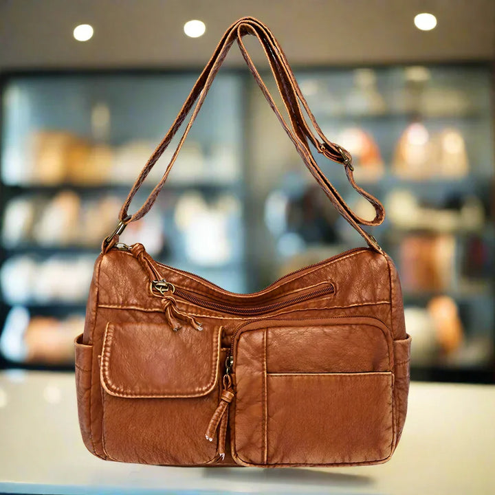 Lyka | Vintage Leather Shoulder Bag with Multiple Pockets