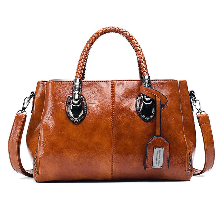 Preya | Elegant Leather Handbag with Braided Handle