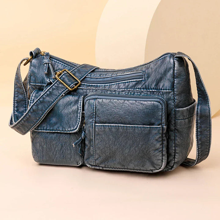 Lyka | Vintage Leather Shoulder Bag with Multiple Pockets