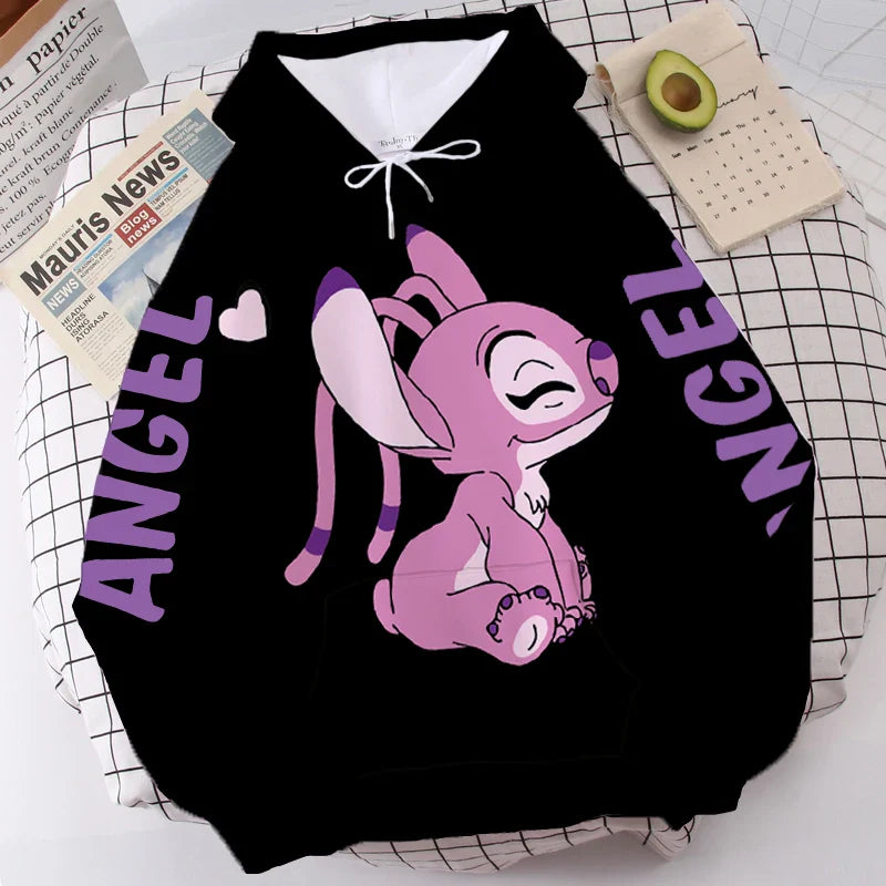 OhanaWear™ | Cartoon Hoodie with Stitch and Angel