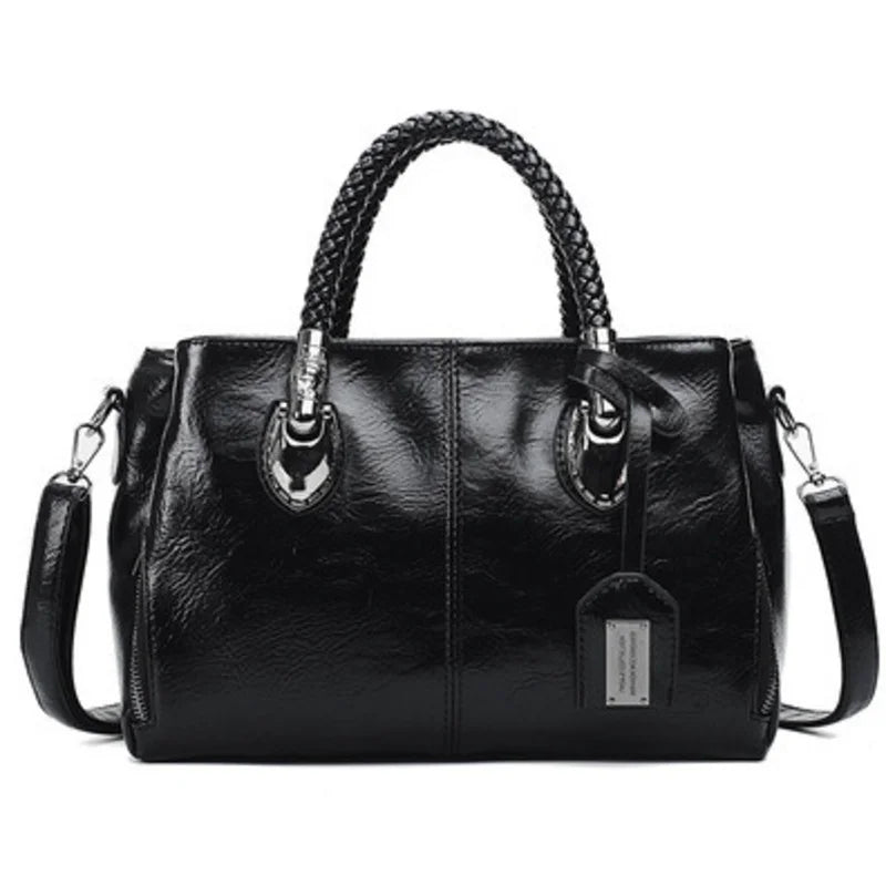 Preya | Elegant Leather Handbag with Braided Handle