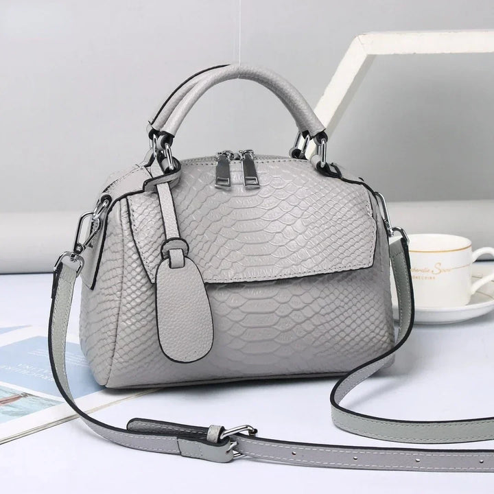 Lira | Elegant Leather Handbag with Crocodile Print