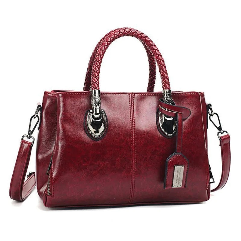 Preya | Elegant Leather Handbag with Braided Handle