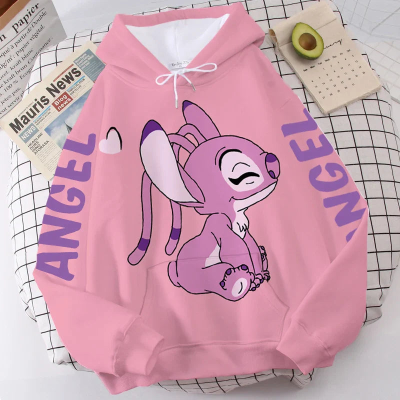 OhanaWear™ | Cartoon Hoodie with Stitch and Angel