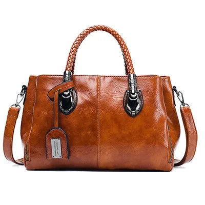 Preya | Elegant Leather Handbag with Braided Handle