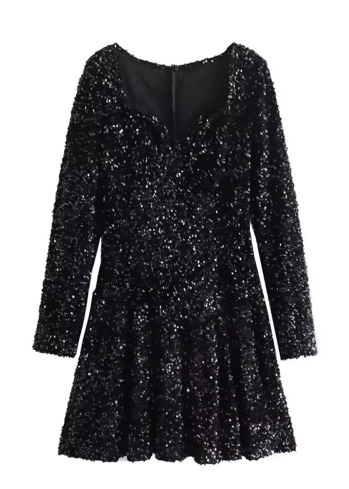 STELLA | Black Sequin Mini Dress