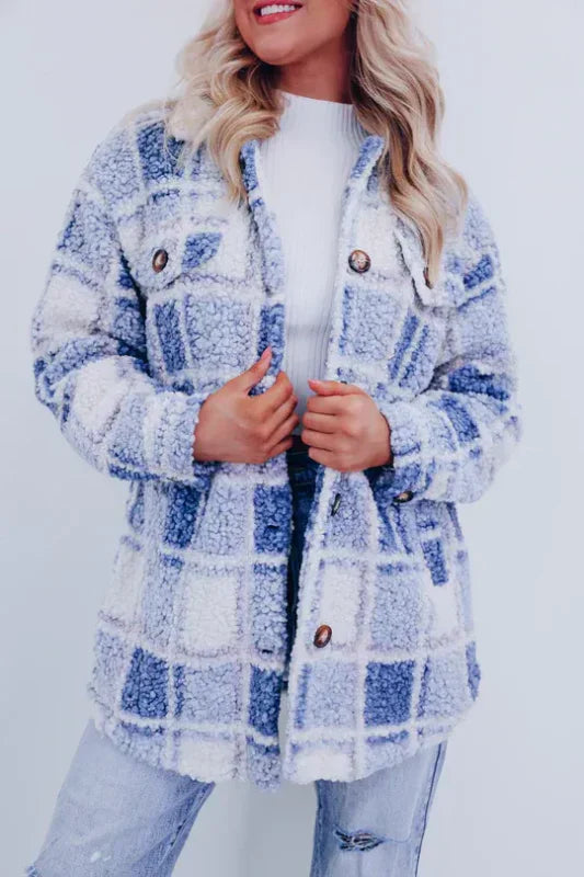 Emily - Plaid Polar Fleece Jacket